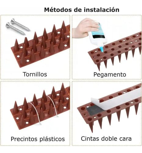 Pinchos Ahuyenta Palomas Espanta Pajaros X12 Ud + Pegamento miniatura 4
