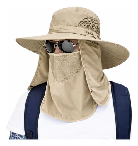 Sombrero Cubre Cuello Cara Nuca Impermeable Pesca Camping Uv Beige L Lisa