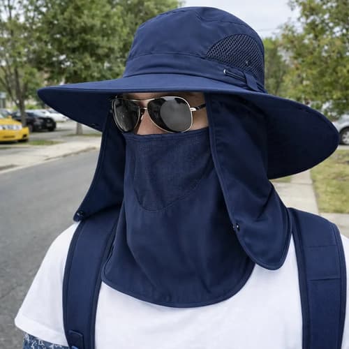 Sombrero Cubre Cuello Cara Nuca Impermeable Pesca Camping Uv Azul L Lisa