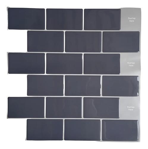 Azulejos Autoadhesivos 3d Subway Cocina Baño 30.5x30.5cm Gris Oscuro