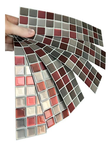Placa Autoadhesiva Mosaico 3d Guarda Pared Impermeable 6ud miniatura 4