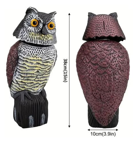 Búho Ahuyenta Palomas Y Pájaros Cabeza Giratoria Realista miniatura 2