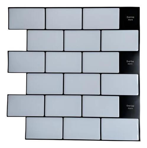 Azulejo Autoadhesivo Subway 3d Para Baño Cocina 30.5x30.5 Negro