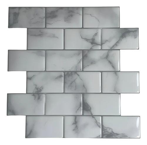 Azulejo Autoadhesivo 3d Para Baño Cocina Subway 30.5x30.5 Blanco