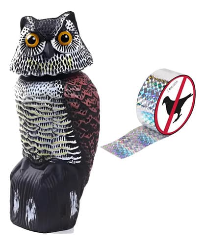 Pack Búho Espanta Palomas Y Aves + Cinta Ahuyentadora 110m