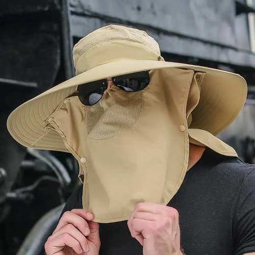 Sombrero Ala Ancha Desmontable Uv Cuello Cara Pesca Camping miniatura 5