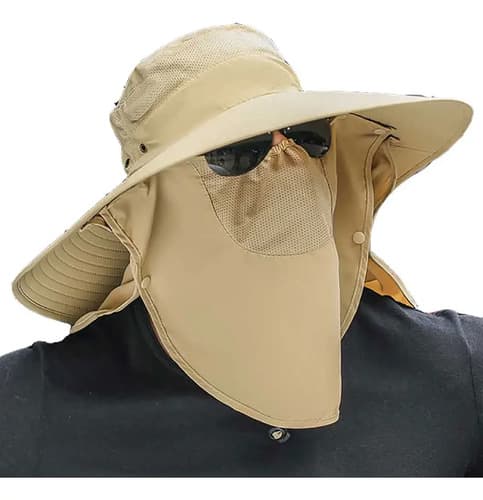 Sombrero Ala Ancha Desmontable Uv Cuello Cara Pesca Camping miniatura 6