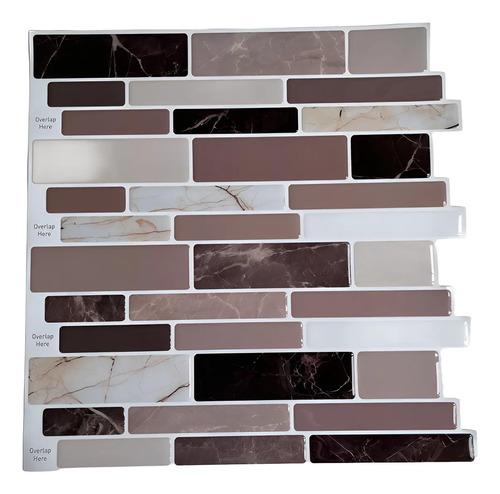 Azulejo Autoadhesivo 3d Mosaico Para Cocina Baño 30.5x30.5 Marrón