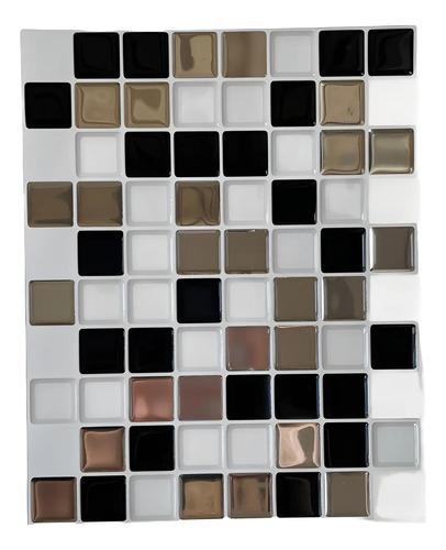 Azulejo Autoadhesivo Mosaico 3d Para Baño Cocina Pared Mosaico Negro Gris Y Blanco