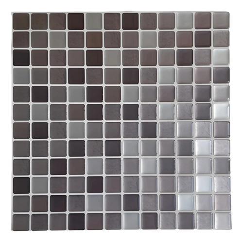 Azulejo Autoadhesivo 3d Mosaico Para Baño Cocina Pared Gris
