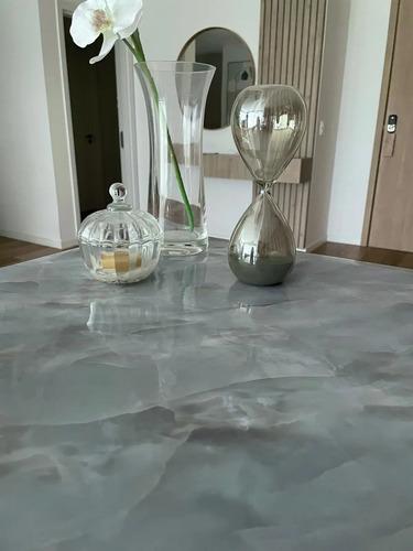 Papel Marmol Autoadhesivo Lavable Resistente Al Calor 10mts Mármol Celeste Claro