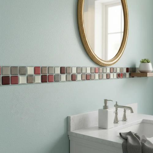 Guarda Azulejo Autoadhesivo 3d Para Baño Cocina Pared 6ud Bordó