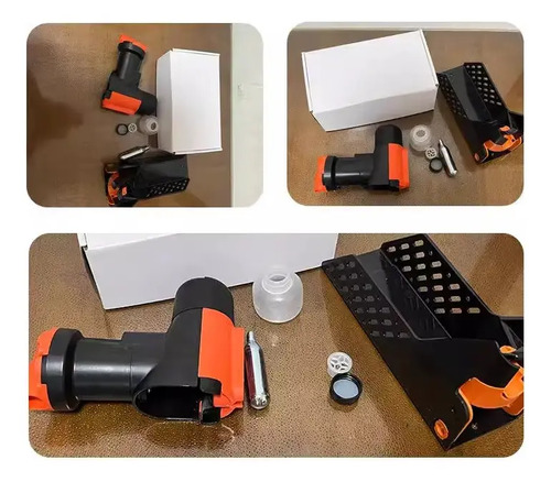 Despiece de trampa automática para ratas mostrando cuerpo principal, compartimiento de captura, mecanismo y accesorios.