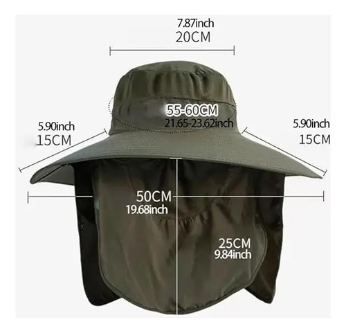 Sombrero Cubre Cuello Cara Ala Ancha Verano Uv Viaje Camping miniatura 4