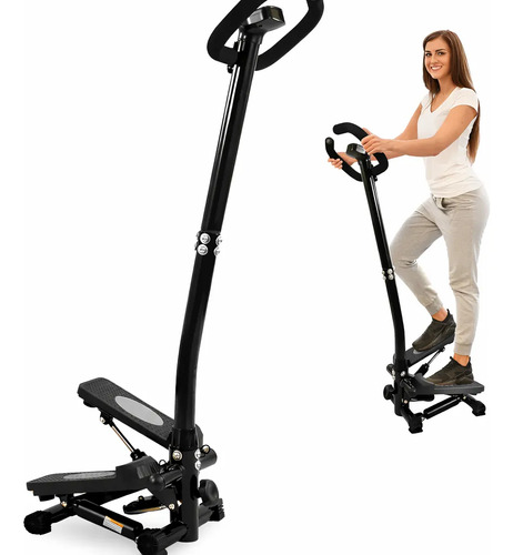Mini Stepper Elíptico Con Manillar Y Contador Digital Cardio Negro