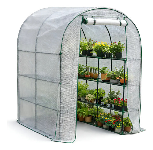 Invernadero Portátil 143x143x195 Lona Blanca Uv Jardín Blanco