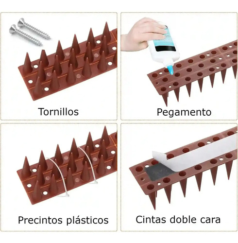 Pinchos Espanta Palomas Ahuyenta Pajaros X12 Ud + Pegamento miniatura 6