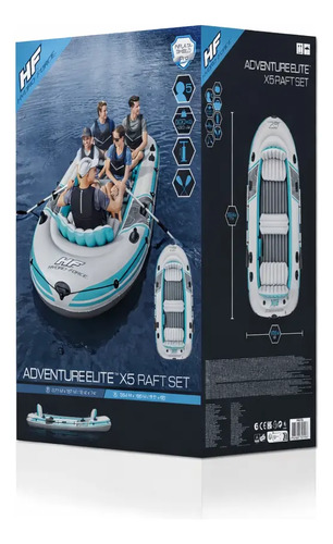 Bote Inflable 5 Personas Tipo Gomón + Remo Inflador Chalecos miniatura 8
