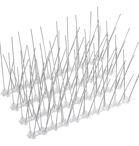 Pinchos espanta palomas de acero con bases de PVC, vista isométrica del conjunto de 5 metros
