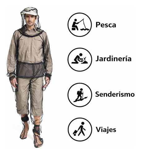 Traje Ropa Antimosquitos Adulto Outdoor Pesca Camping Jardin miniatura 3