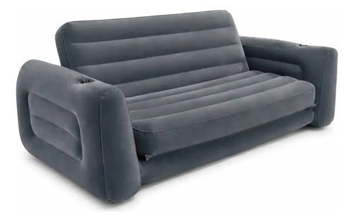 Sillon Cama Inflable Queen Reforzado Casa Camping Living Azul Liso miniatura 4