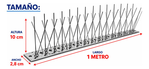 Pinchos Ahuyenta Palomas Espanta Pájaros Púas Acero X10m Plateado miniatura 3