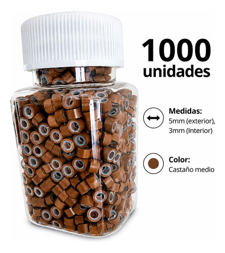 Microrings X1000 Con Silicona Para Extensiones Cortinas Negro miniatura 2