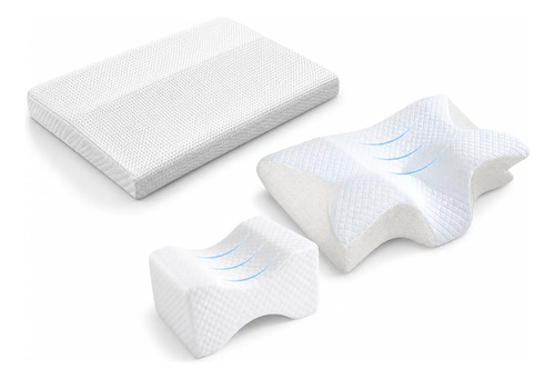 Kit 3 Almohadones Ortopédicos Cervical Lumbar Piernas Visco Blanco miniatura 3