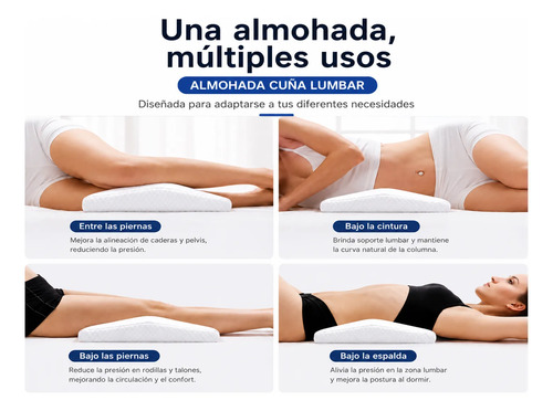 Kit 3 Almohadones Ortopédicos Cervical Lumbar Piernas Visco Blanco miniatura 5
