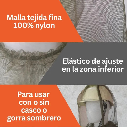 Gorro Sombrero Antimosquitos Cabeza De Red Mosquitero Facial Caza Pesca Camping Lembú Safety Verde Musgo Un Malla miniatura 4