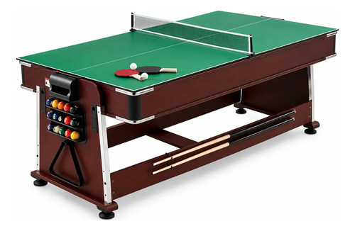 Mesa De Pool Billar 4 En 1 Ping Pong Tejo Comedor miniatura 5