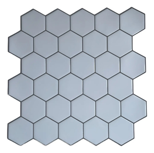 Azulejos autoadhesivos hexagonales 3D en color gris claro dispuestos en patrón de mosaico tipo panal