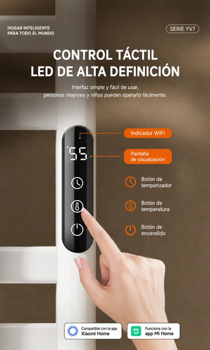 Toallero Eléctrico Calefactor Secatoallas Inteligente Baño Gris Oscuro miniatura 3