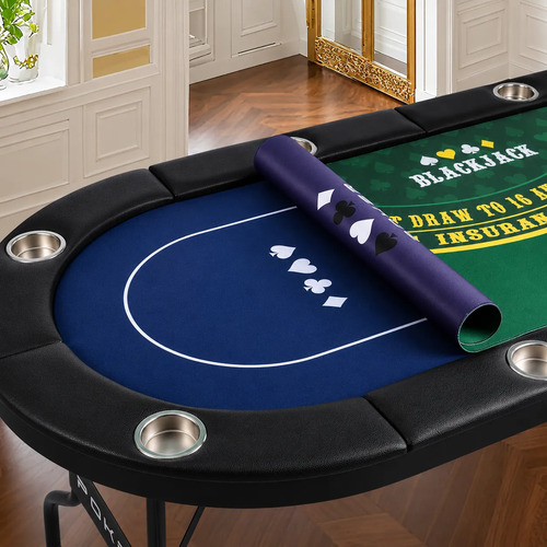 Mesa De Poker Plegable 8 Jugadores Texas Holdem Blackjack Negro miniatura 5