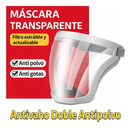 Máscara Facial Protectora Contra Polvo Y Salpicaduras Universal miniatura 2