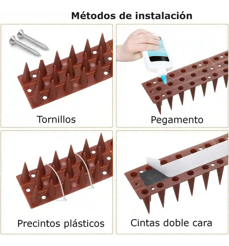 Pinchos Ahuyenta Palomas Espanta Pajaros X6 Unid + Pegamento miniatura 3