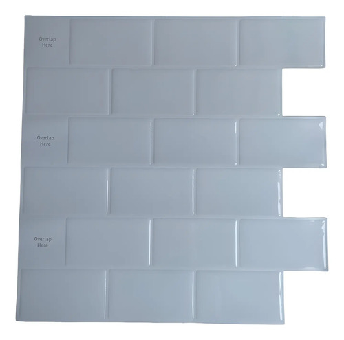 Azulejo autoadhesivo subway 3D gris claro en patrón escalonado con relieve tridimensional