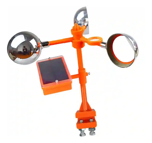 Repelente eólico solar 360° con brazos giratorios, esferas reflectantes y panel solar integrado