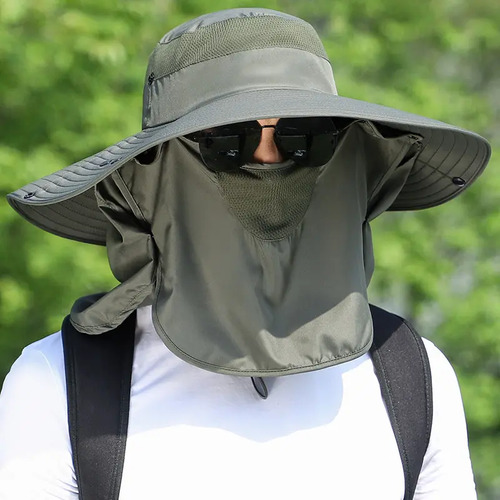 Sombrero Ala Ancha Desmontable Uv Cuello Cara Pesca Camping miniatura 2