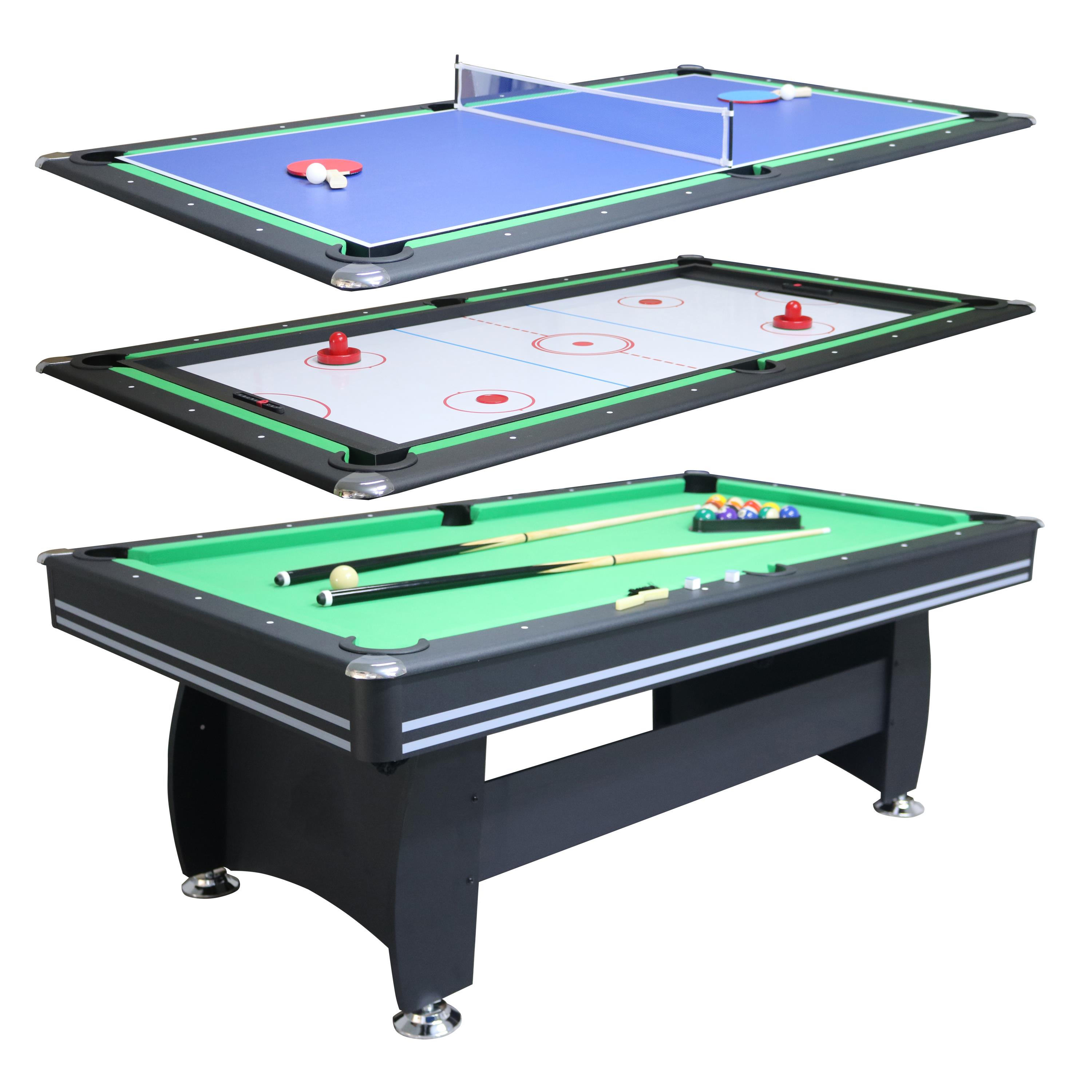 Mesa De Pool Billar + Ping Pong + Tejo 3 En 1 Multijuegos Rojo