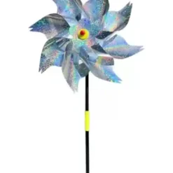 Molinillo ahuyentador de pájaros y palomas reflectante con diseño holográfico para espantar aves sin dañarlas.