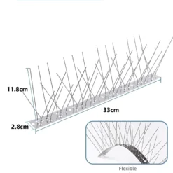 Pincho espanta palomas y pájaros de acero inoxidable con púas disuasorias para evitar que aves se posen en superficies.