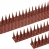 Conjunto de 6 tiras de pinchos espanta palomas y pájaros en color marrón, fabricados en polipropileno resistente con protección UV.