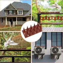 Púas ahuyenta palomas instalados en diferentes superficies exteriores.