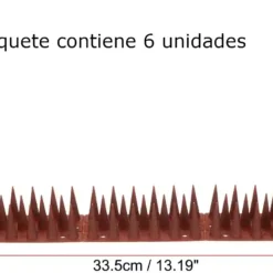 Dimensiones de los picos espanta pájaros, paquete de 6 unidades.