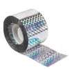 Rollo de cinta holográfica ahuyentadora de aves, con diseño reflectante y efecto de destello para repeler palomas y otras plagas.