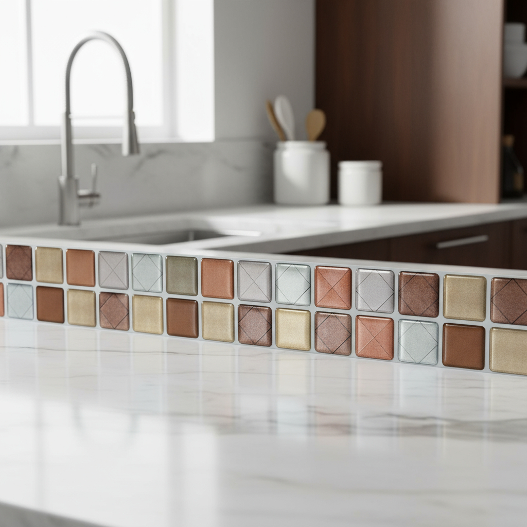 Guarda Para Baño Autoadhesiva 3d Mosaico Cocina Pared 6ud - Imagen 3