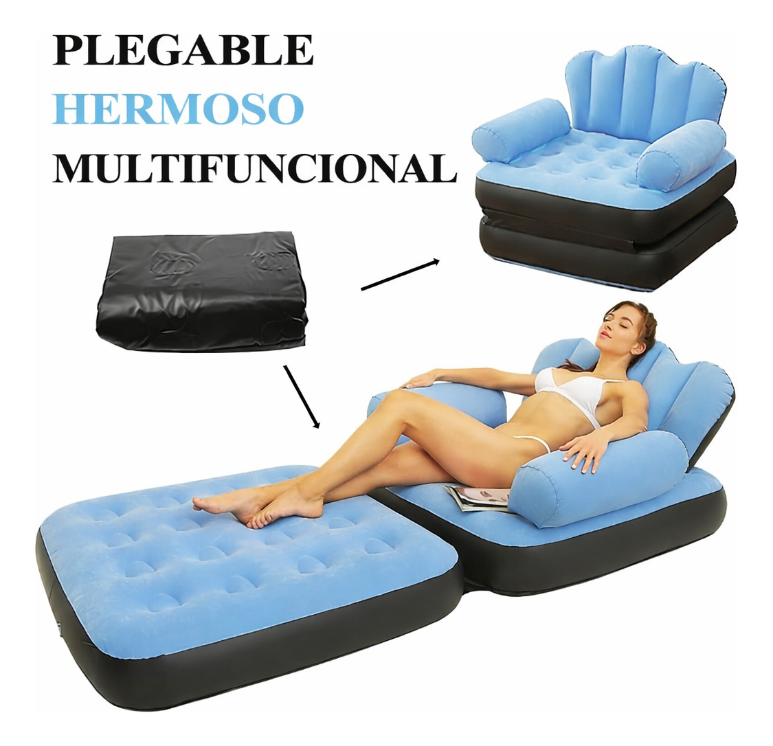 Sillon Cama Inflable Reforzado Cómodo 1 Cuerpo + Inflador - Imagen 6