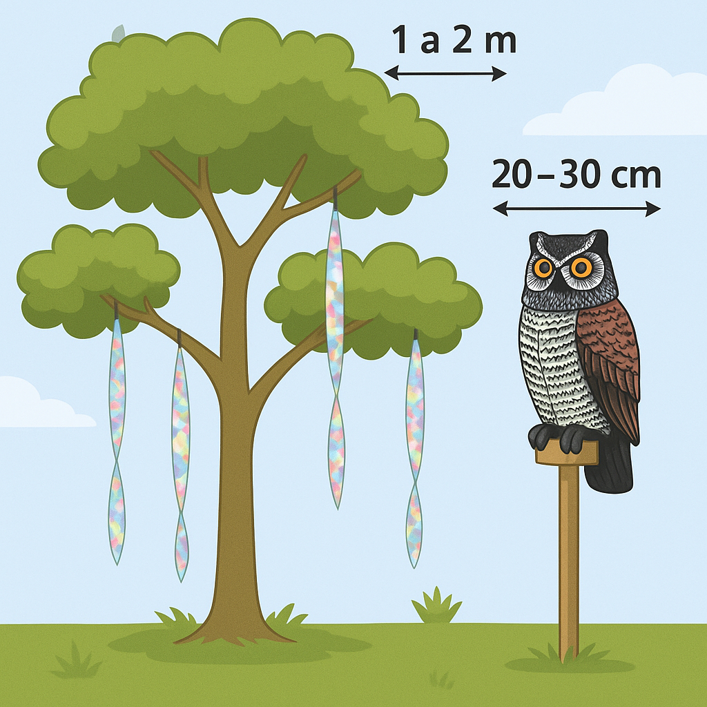 Pack Búho Espanta Palomas Y Aves + Cinta Ahuyentadora 110m - Imagen 2