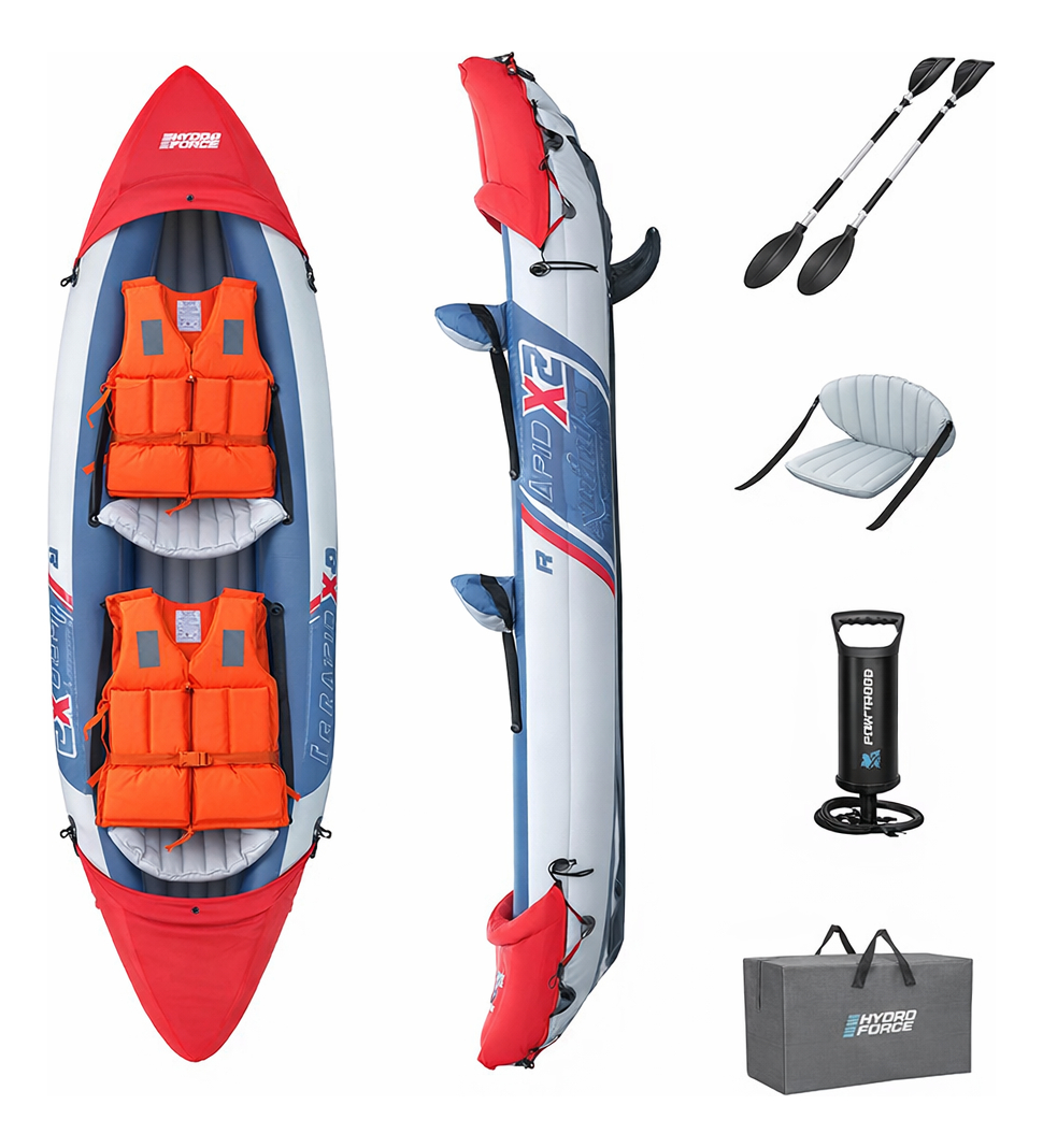 Kayak Inflable Doble 2 Personas Reforzado + Remos Bomba - Imagen 3